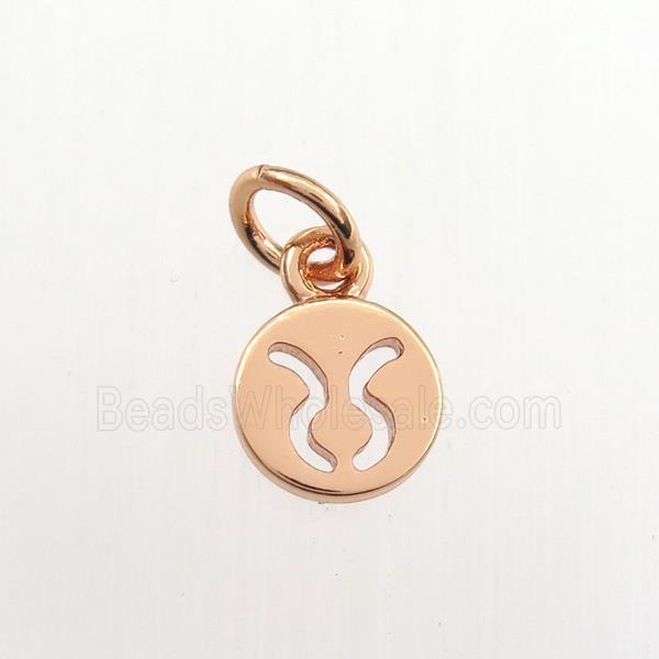 copper circle pendant, zodiac taurus, rose gold