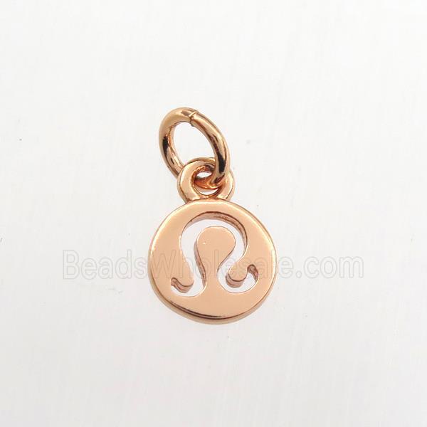 copper circle pendant, zodiac leo, rose gold