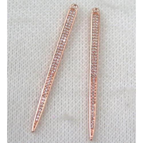 copper spike pendant paved zircon, rose gold