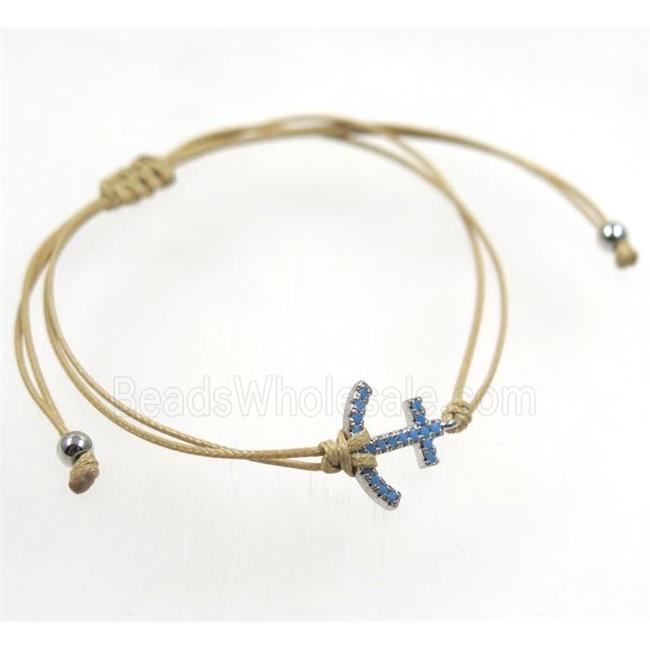 handmade bracelet with anchor pave zircon, nylon wire