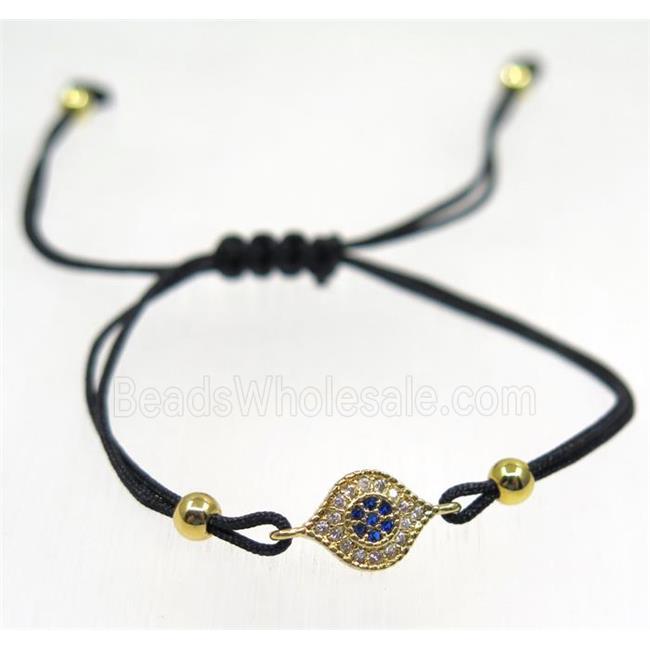 handmade bracelet with eye pave zircon, nylon wire