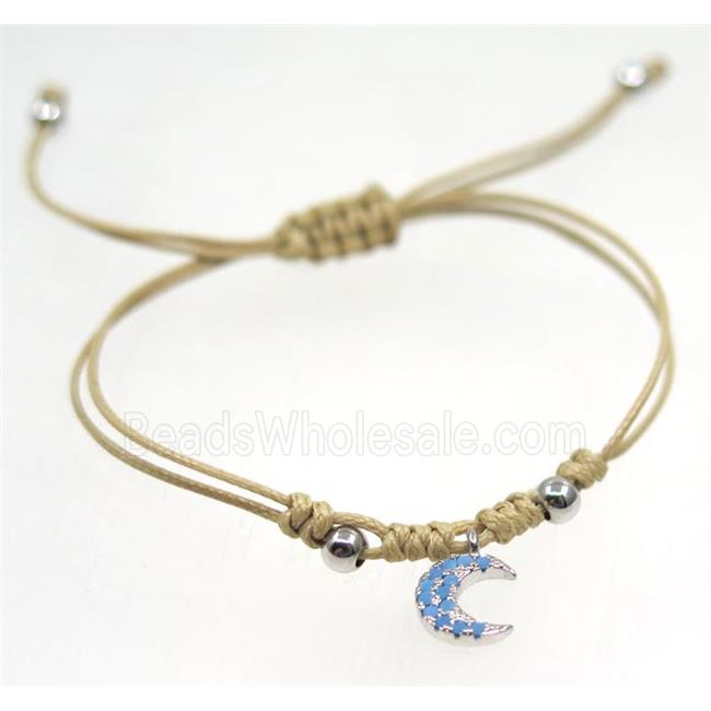 handmade bracelet with Moon pave zircon, nylon wire