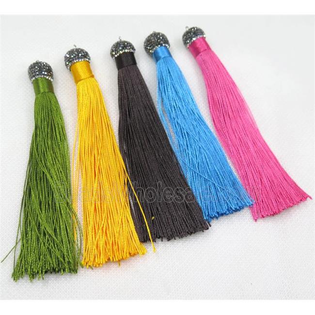 tassel with nylon wire, rhinestone, mixed color