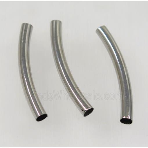 brass tube beads, platinum plated