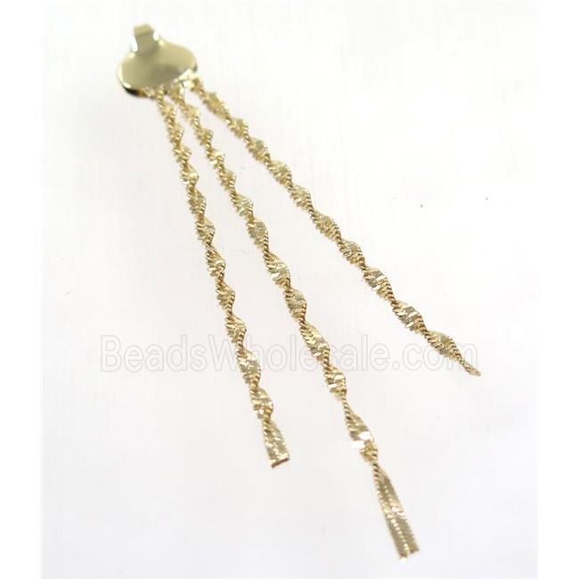 copper tassel pendant with chain, gold plated