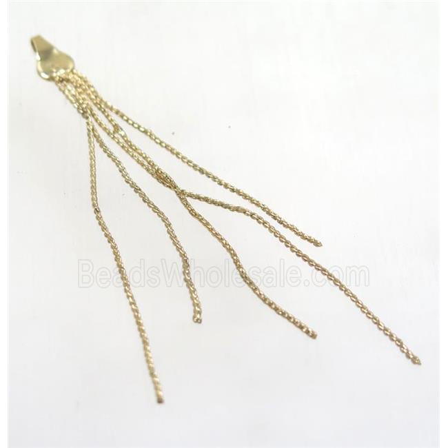 copper tassel pendant with chain, gold plated
