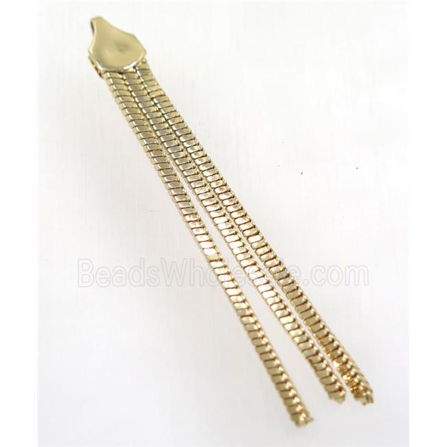 copper tassel pendant with chain, gold plated