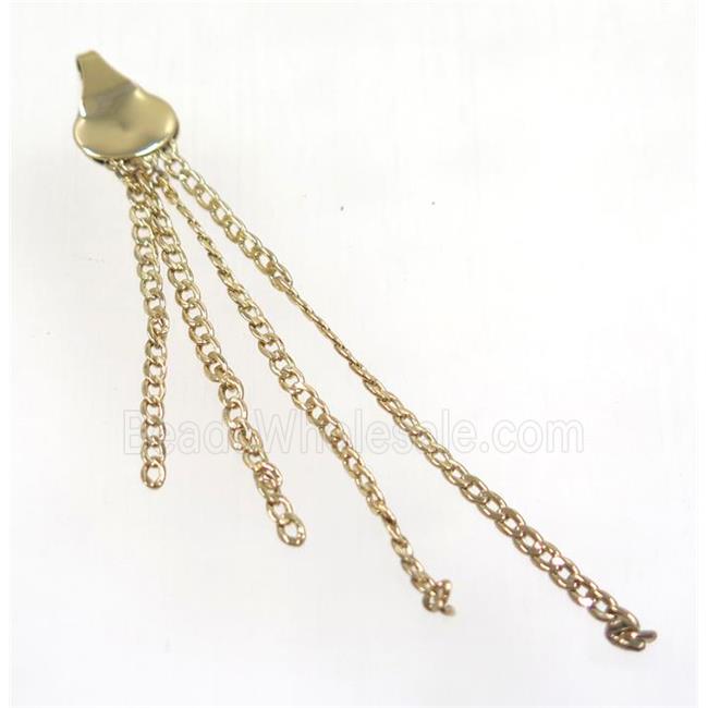 copper tassel pendant with chain, gold plated