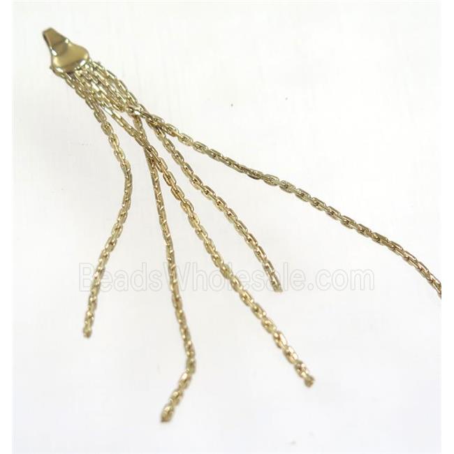 copper tassel pendant with chain, gold plated