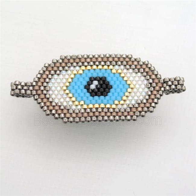 Handcraft eye connector with seed glass beads