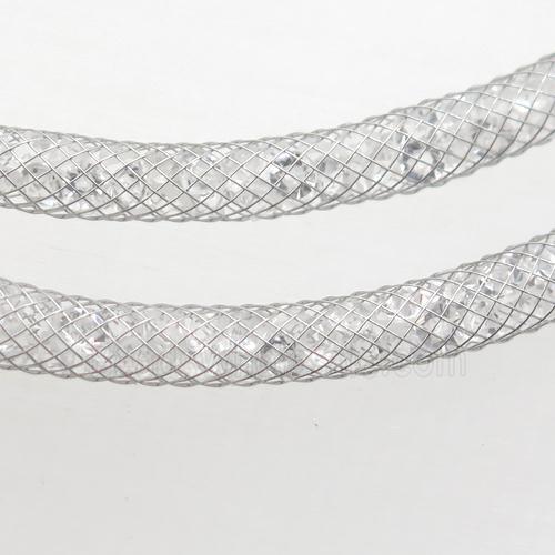 Rhinestone necklace chain with copper mesh, platinum plated