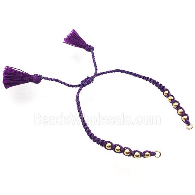 purple nylon wire bracelet chain with tassel