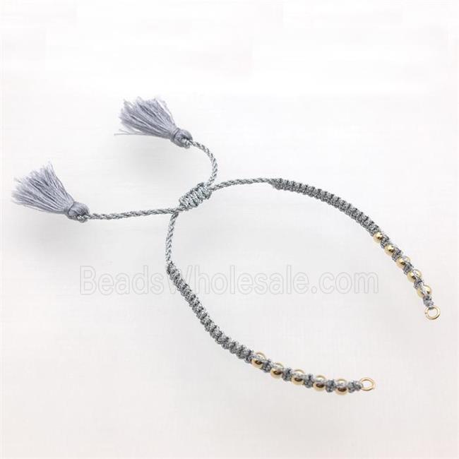 gray nylon wire bracelet chain with tassel