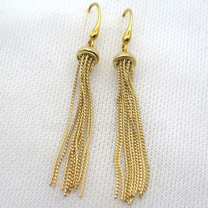 copper Earrings with tassel, gold plated