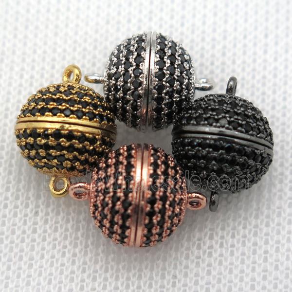 copper magnetic clasp pave zircon, round, mix color