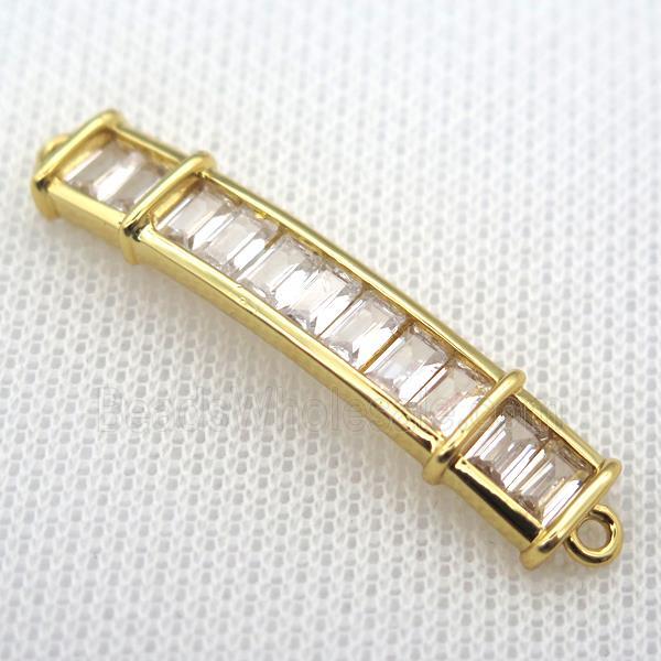 copper stick connector paved zircon, gold plated