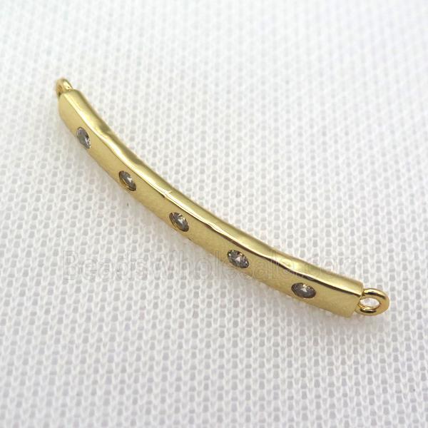 copper stick connector paved zircon, gold plated