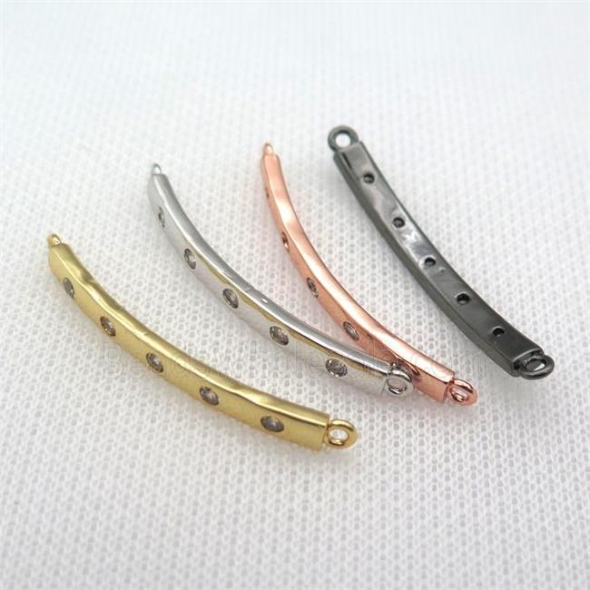 copper stick connector paved zircon, mix color