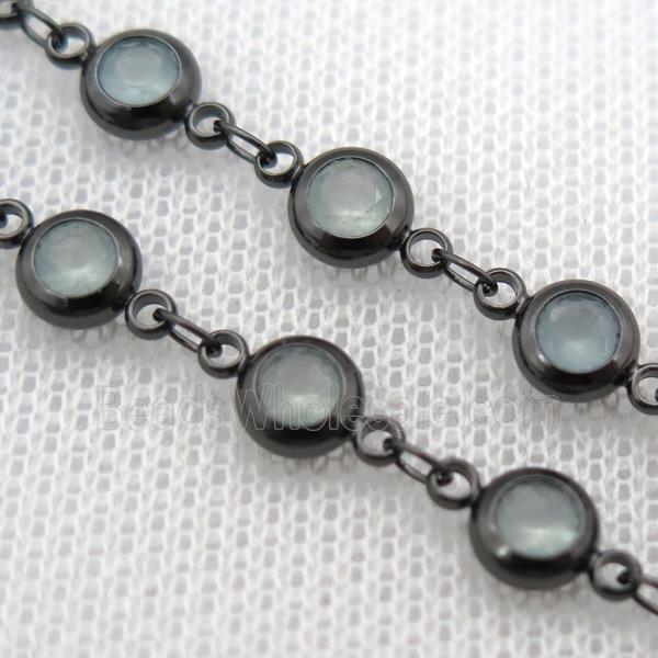 lt.green Zircon Chain, copper, black plated