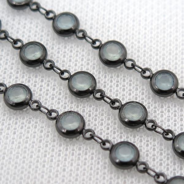 lt.green Zircon Chain, copper, black plated