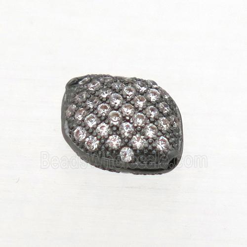 copper oval beads paved zircon, black plated