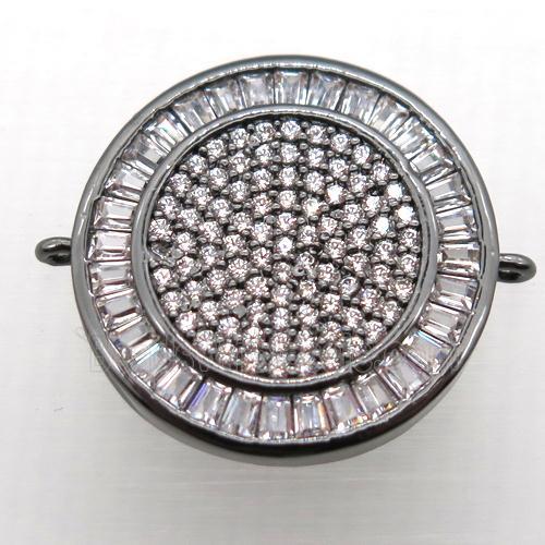 copper circle connector paved zircon, black plated