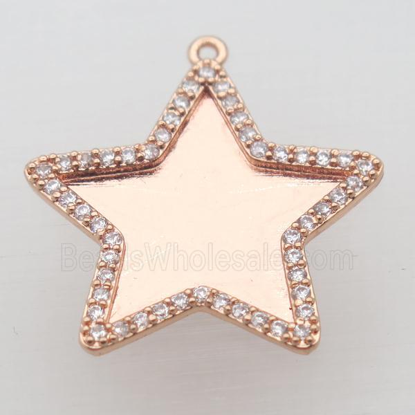 copper star pendant paved zircon, rose gold