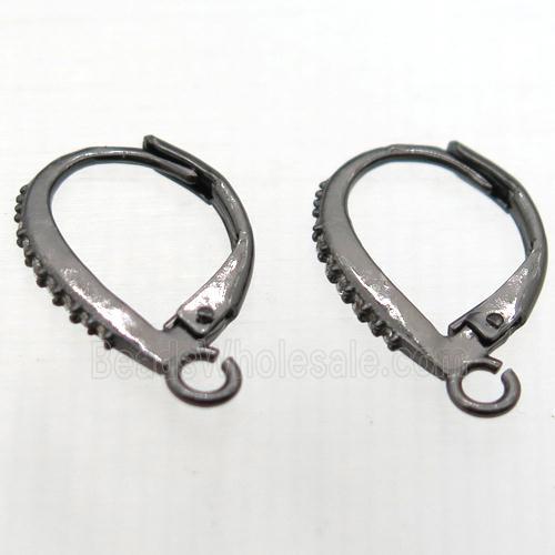 copper leaveback earring paved zircon, black plated