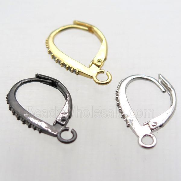 copper leaveback earring paved zircon, mix color