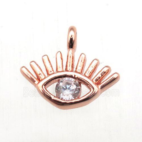 copper eye pendant pave zircon, rose gold