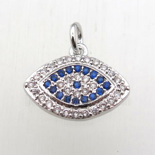 copper eye pendant pave zircon, platinum plated