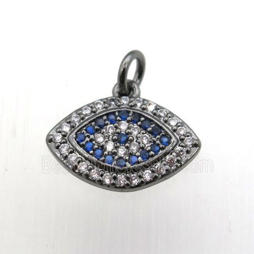 copper eye pendant pave zircon, black plated