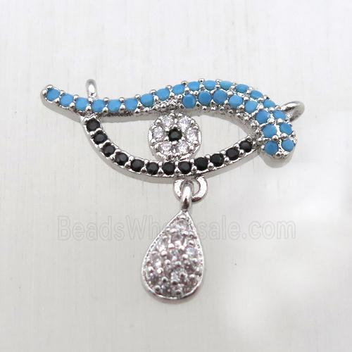 copper dolphin pendant pave zircon with 2loops, platinum plated
