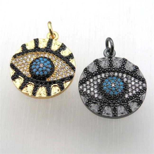 copper eye pendant pave zircon, mixed color