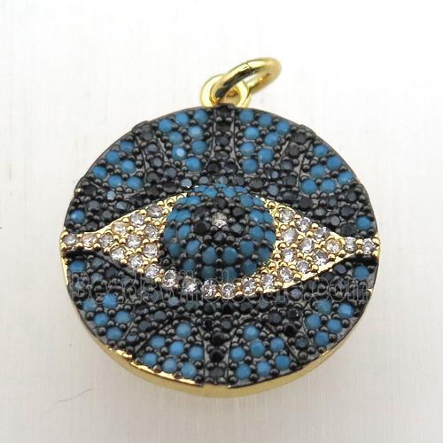 copper eye pendant pave zircon, gold plated
