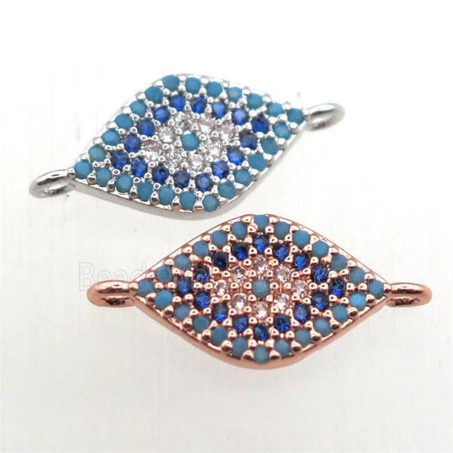 copper eye connector pave zircon, mixed color