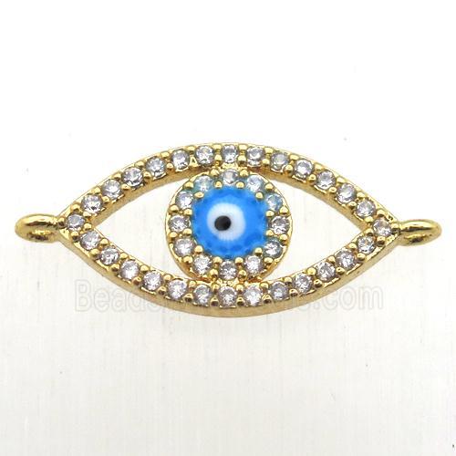 copper evil eye connector pave zircon, gold plated