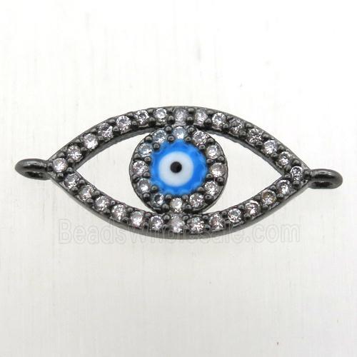 copper evil eye connector pave zircon, black plated