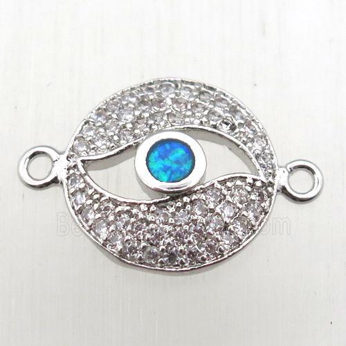 copper eye connector pave zircon, platinum plated