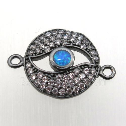 copper eye connector pave zircon, black plated