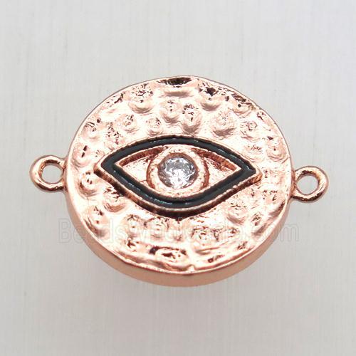 copper eye connector pave zircon, rose gold