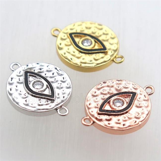 copper eye connector pave zircon with Enameling, mixed color