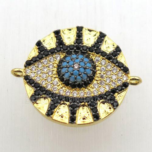 copper eye connector pave zircon, gold plated
