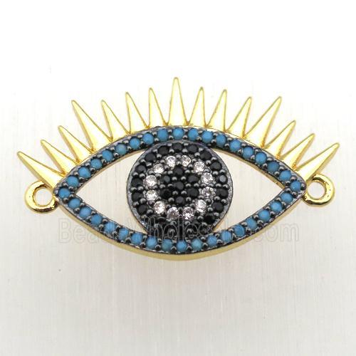 copper eye connector pave zircon, gold plated
