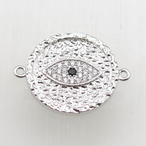 copper eye connector pave zircon, platinum plated