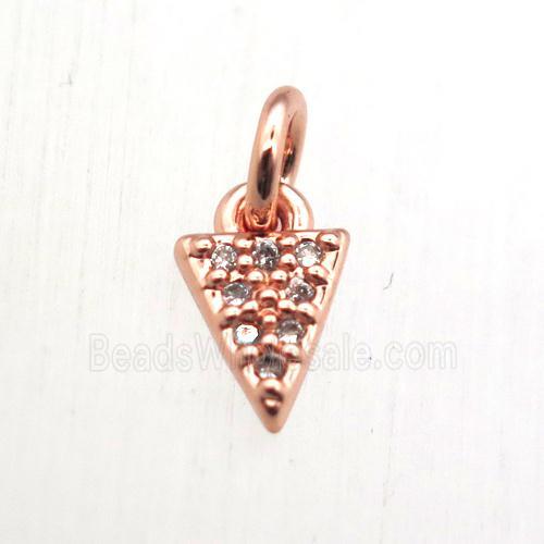 copper arrowhead pendant pave zircon, rose gold