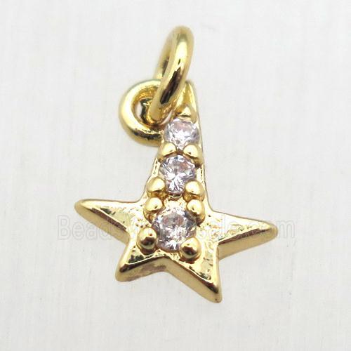 copper star pendant pave zircon, gold plated