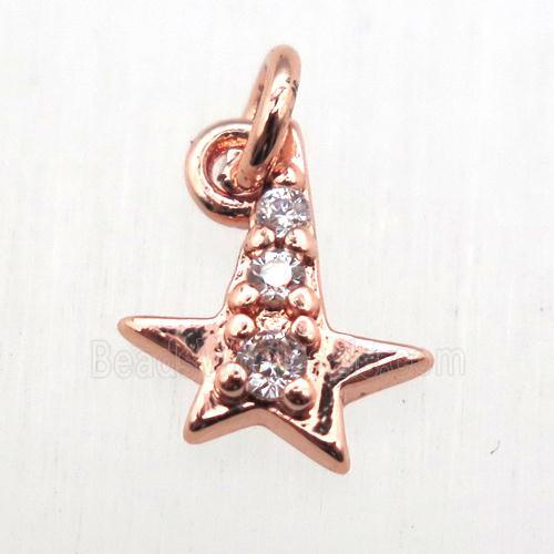 copper star pendant pave zircon, rose gold