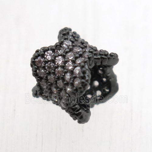 copper tube beads pave zircon, black plated