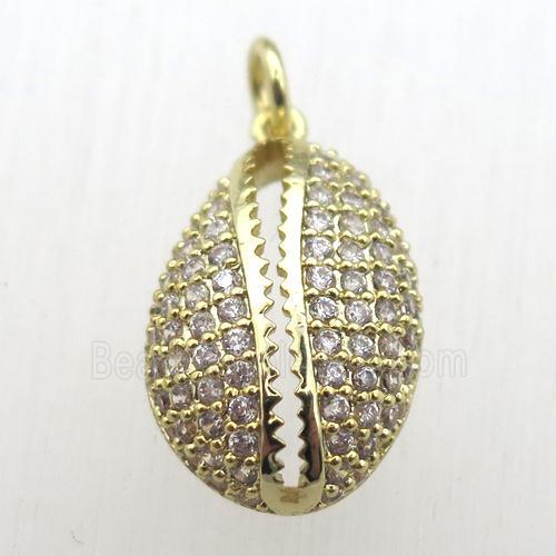 copper pendant pave zircon, gold plated